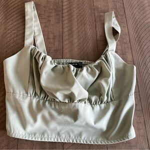 SHEIN Sage Green Ruched Crop Tank Top